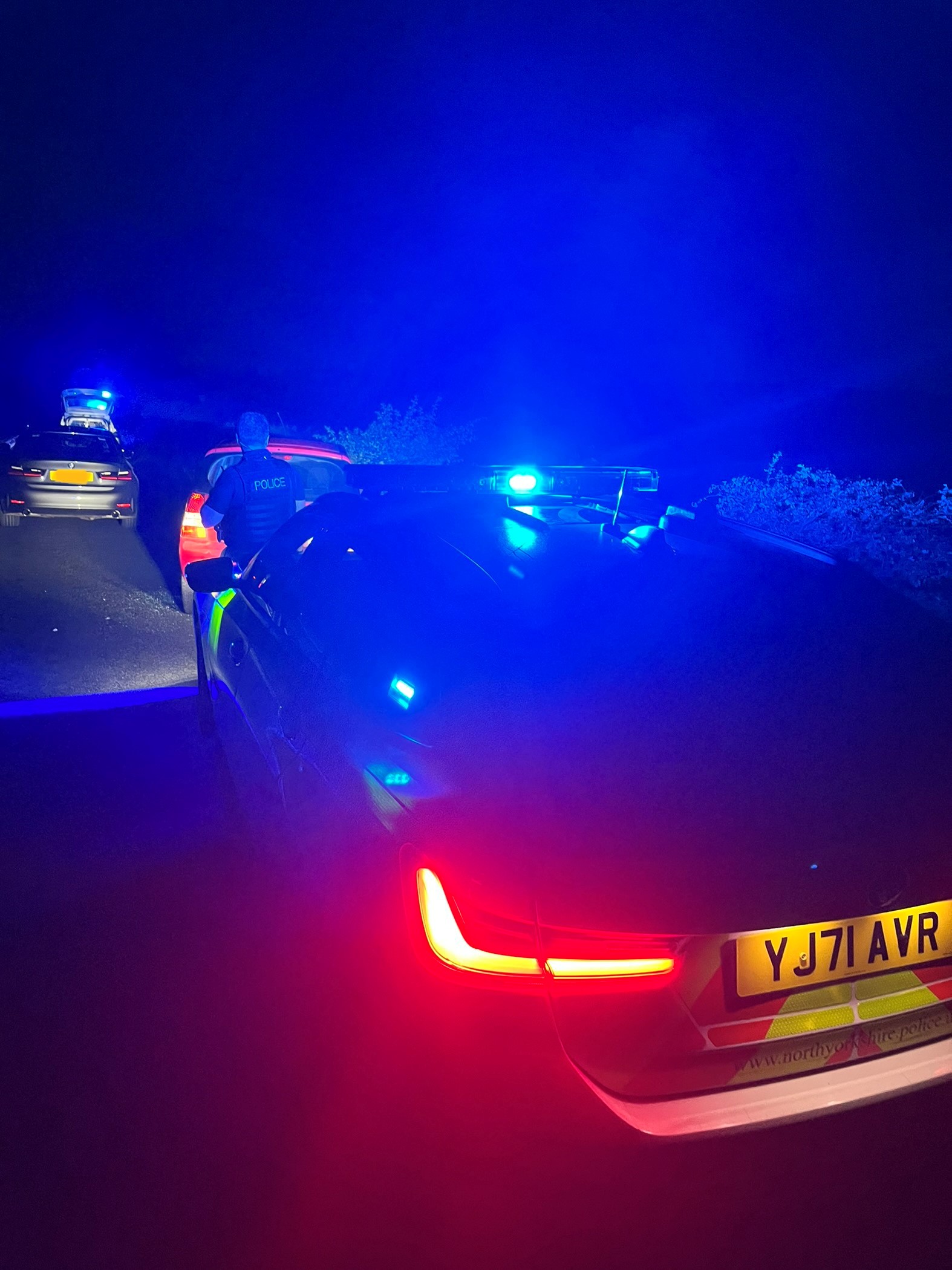 police car and blue lights 