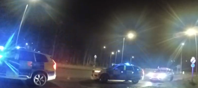 police cars blue lights 