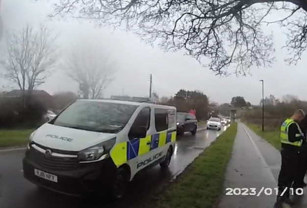 police van on side of road 