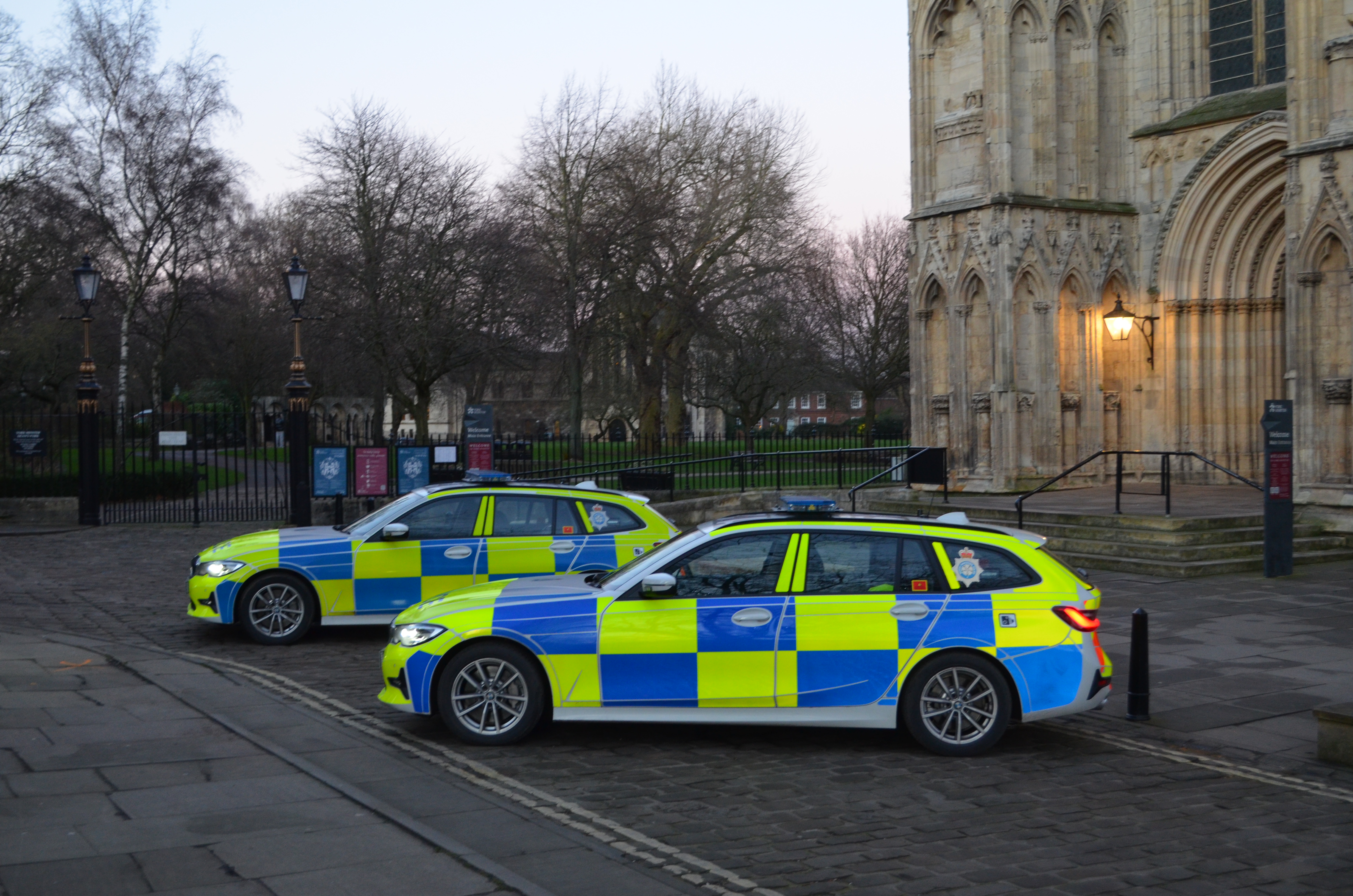 police cars outside York Minster