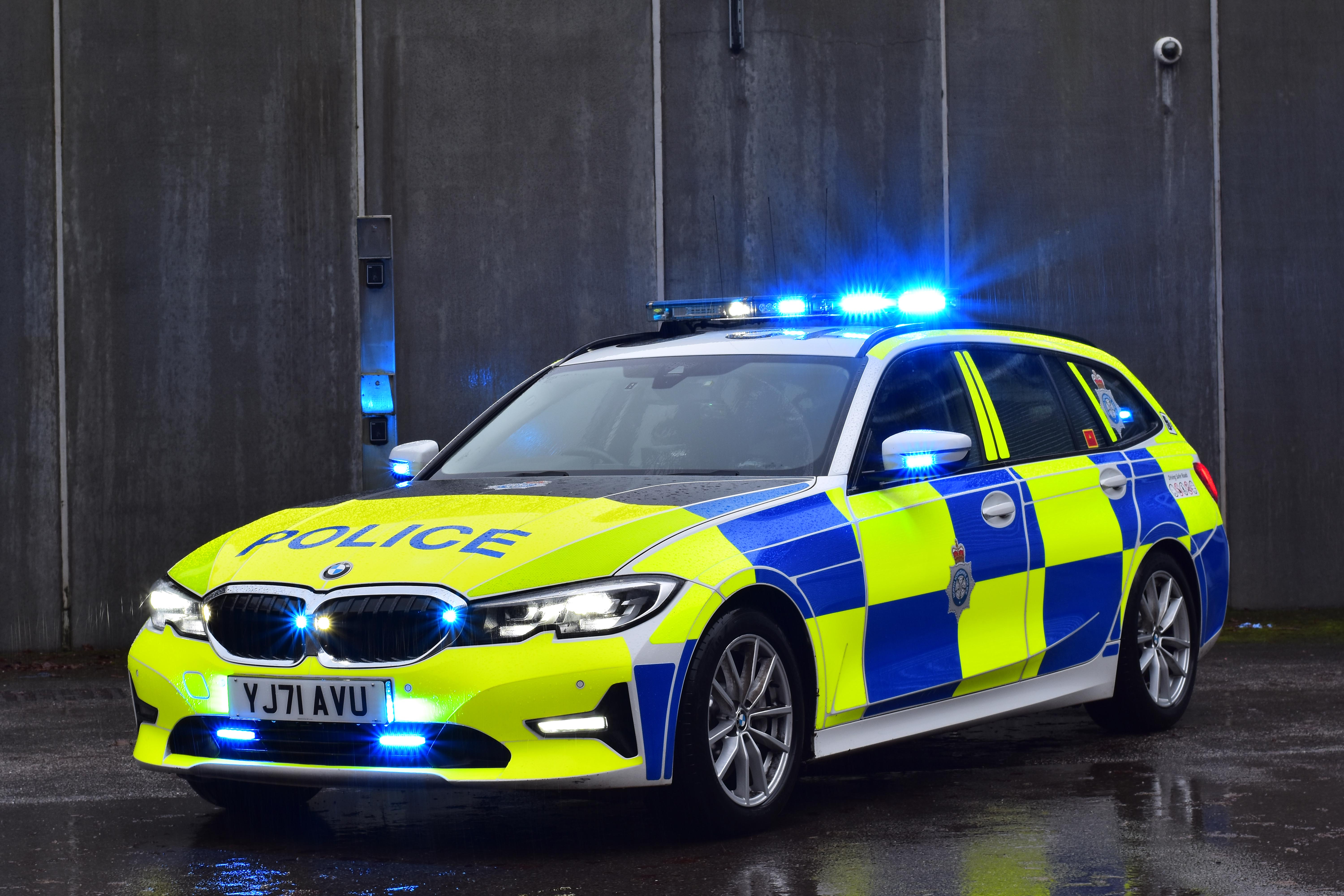 police car with blue lights