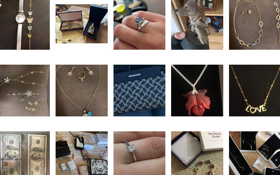 various stolen items including jewellery and perfume