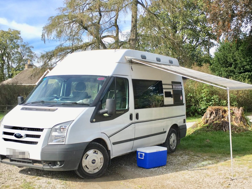 White Transit camper van