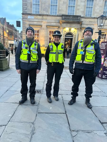 Hi vis police officer patrols